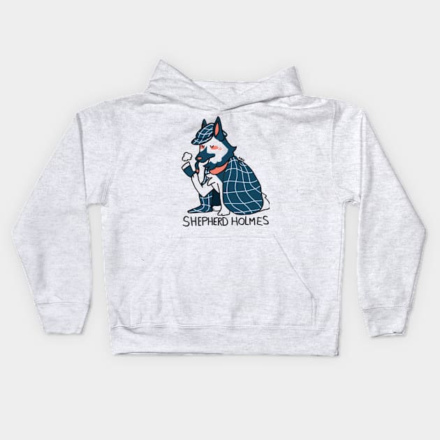 Shepherd Holmes - Blue Dog Literature Pun Kids Hoodie by angevie